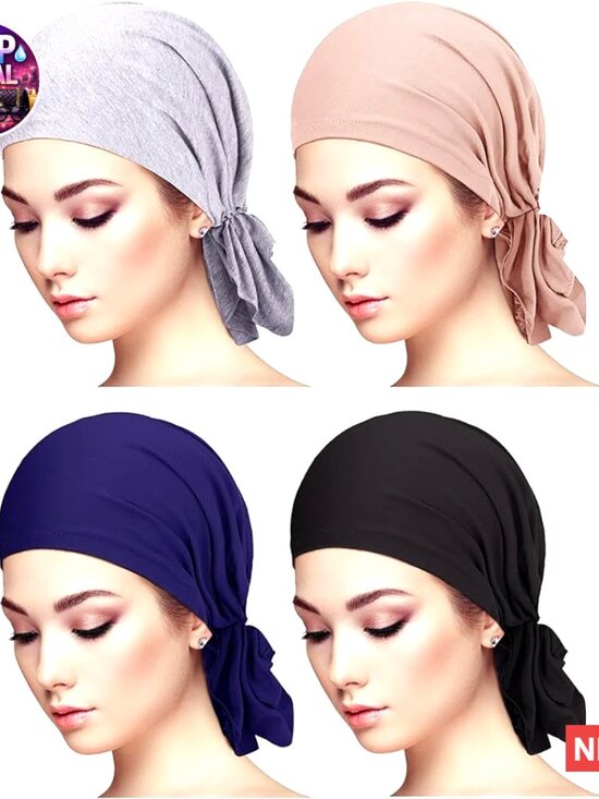 Modal Cotton Pre-Tied Slip-On Head Wrap Scarves main image 5